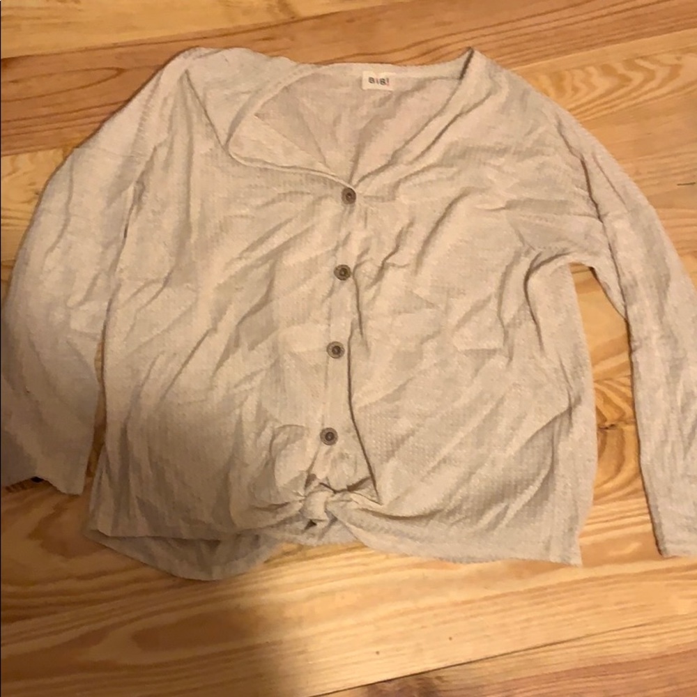 waffle knit blouse